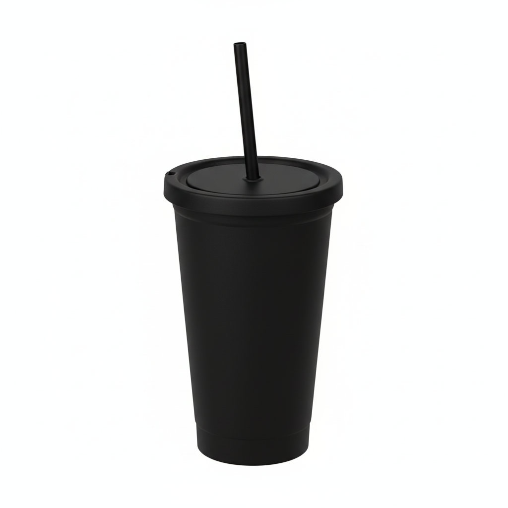 Vaso con tapa y sorbete
